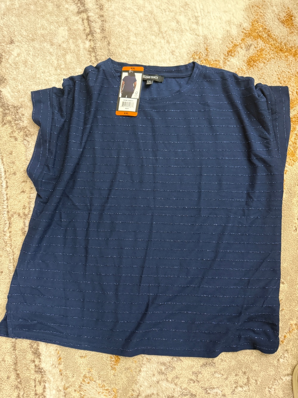 Ellen Tracy women’s Navy Blue Striped Short-Sleeve Tee